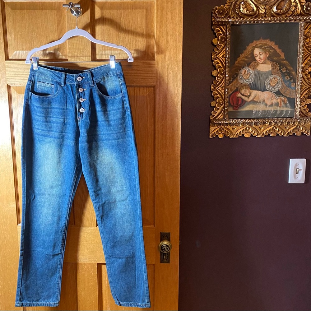 COZY high-waisted baggy denim blue jeans